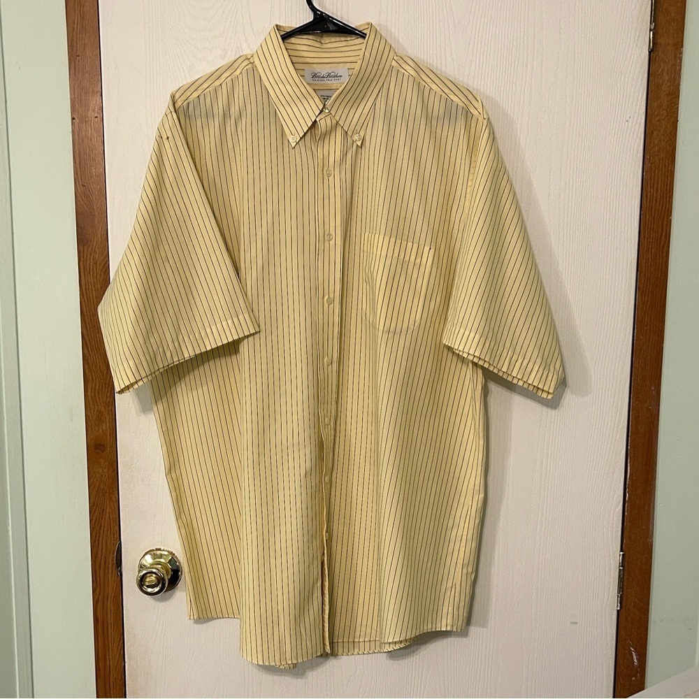 Brooks Brothers Men's Yellow Striped Shirt 17-1/2 36/37